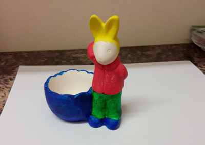 A painted rabbit-design egg cup