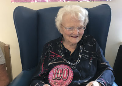 Lulworth House resident Betty on her 100th birthday