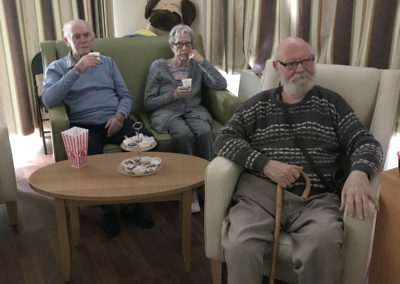 Lulworth House residents enjoy a film together