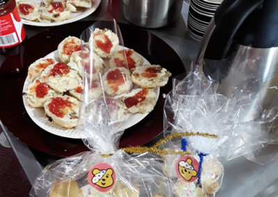 A trolley full of scones and biscuits for Children in Need at Lulworth House