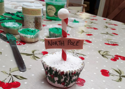 A North Pole decorated cupcake