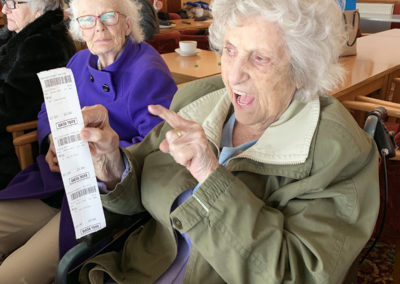 Lady with her dog racing ticket