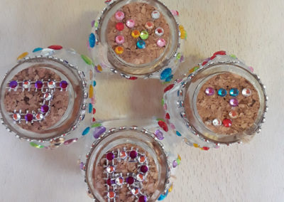 The finished trinket jars made by four Lulworth House ladies