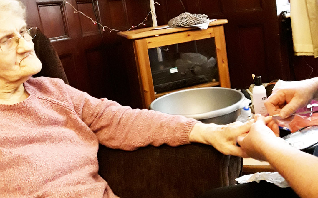 Hand pampering at Lulworth House Residential Care Home