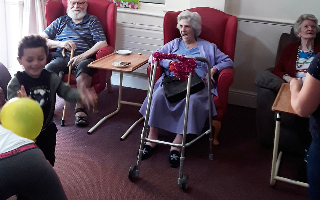 Nursery children bring games and sensory fun to Lulworth House Residential Care Home