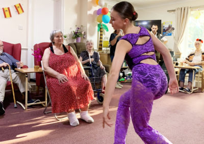 Dancer from the Hilton Hall Academy performing for residents at Lulworth House