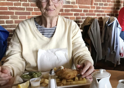 Lulworth House residents enjoyed a delicious lunch of fish and chips in the Leeds Castle restaurant
