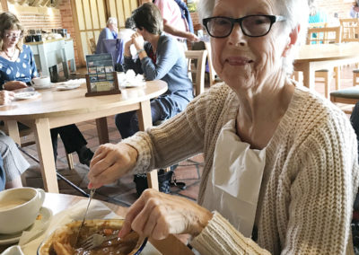 Lulworth House residents enjoyed a delicious lunch of pie and mash in the Leeds Castle restaurant