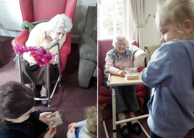 Nursery children interacting with residents at Lulworth House