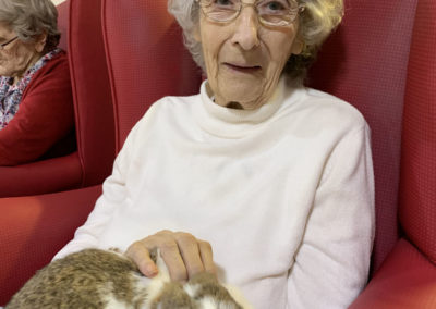 Ladies at Lulworth House Residential Care Home enjoying cuddles with a rabbit (2 of 6)