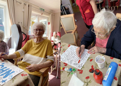 Lulworth House Residential Care Home residents making thank you posters