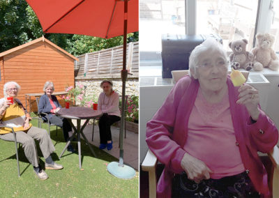 Lulworth House Residential Care Home residents in their garden