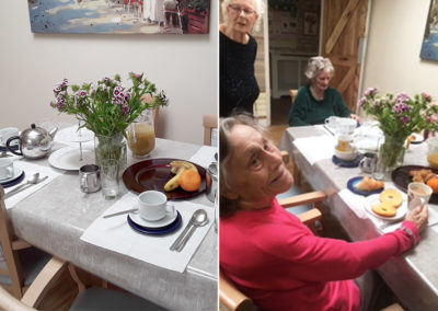 Lulworth House Residential Care Home residents enjoying a Continental breakfast together