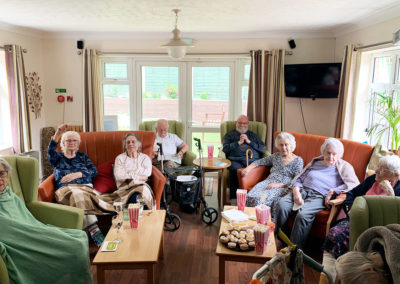 Lulworth House Residential Care Home residents enjoying a movie afternoon