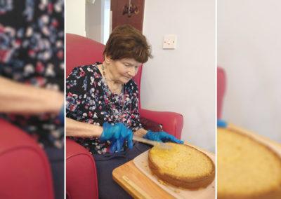 Lulworth House Residential Care Home resident filling a cake sponge