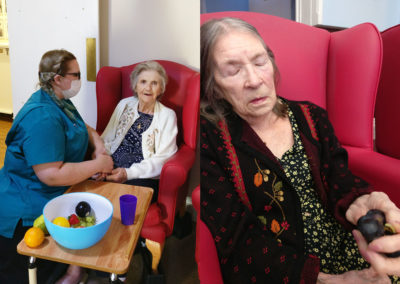 Lulworth House Residential Care Home residents trying to guess different fruit