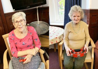 Lulworth House Residential Care Home ladies with musical instruments