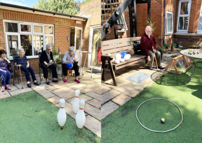 Lulworth House Residential Care Home residents enjoying games in the garden
