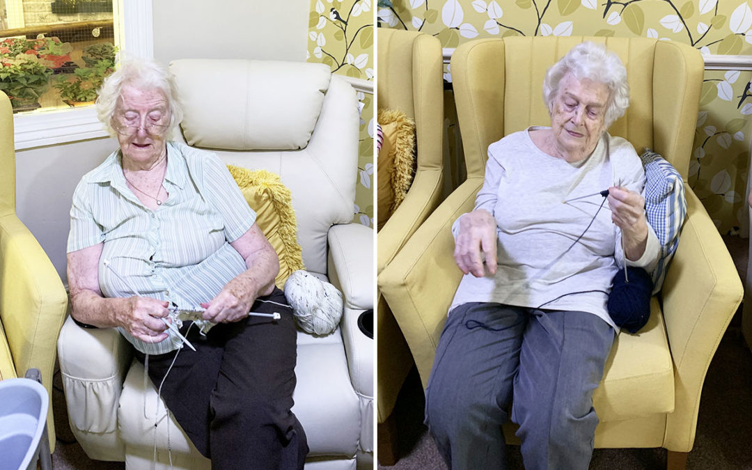 Pom poms and knitting at Lulworth House Residential Care Home