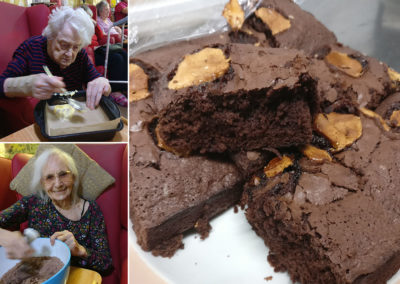 Lulworth House Residential Care Home residents making chocolate brownies