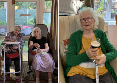 Lulworth House Residential Care Home residents enjoying a Social Club afternoon with drinks