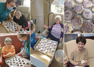 Lulworth House Residential Care Home enjoying birthday cupcakes