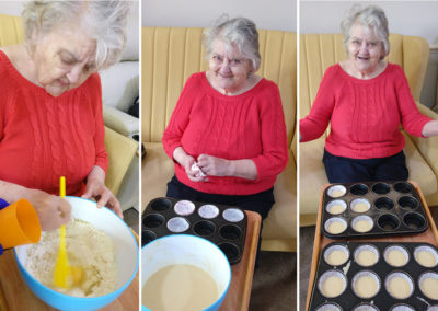 Resident making lemon cupcakes at Lulworth House Residential Care Home
