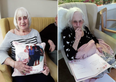 Lulworth House Residential Care Home residents enjoying their Mother's Day cards and gifts