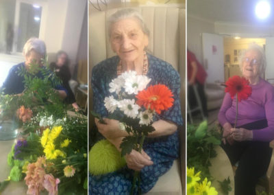 Flower arranging at at Lulworth House Residential Care Home