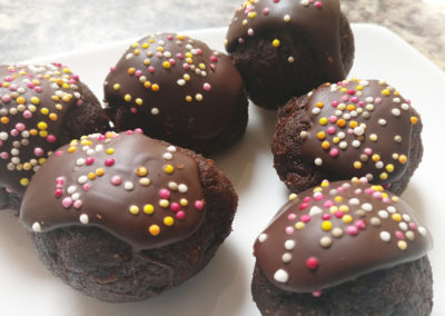 A plate of chocolate cake truffles at Lulworth House Residential Care Home