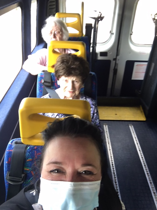 Residents enjoying sightseeing in their minibus from Lulworth House Residential Care Home 