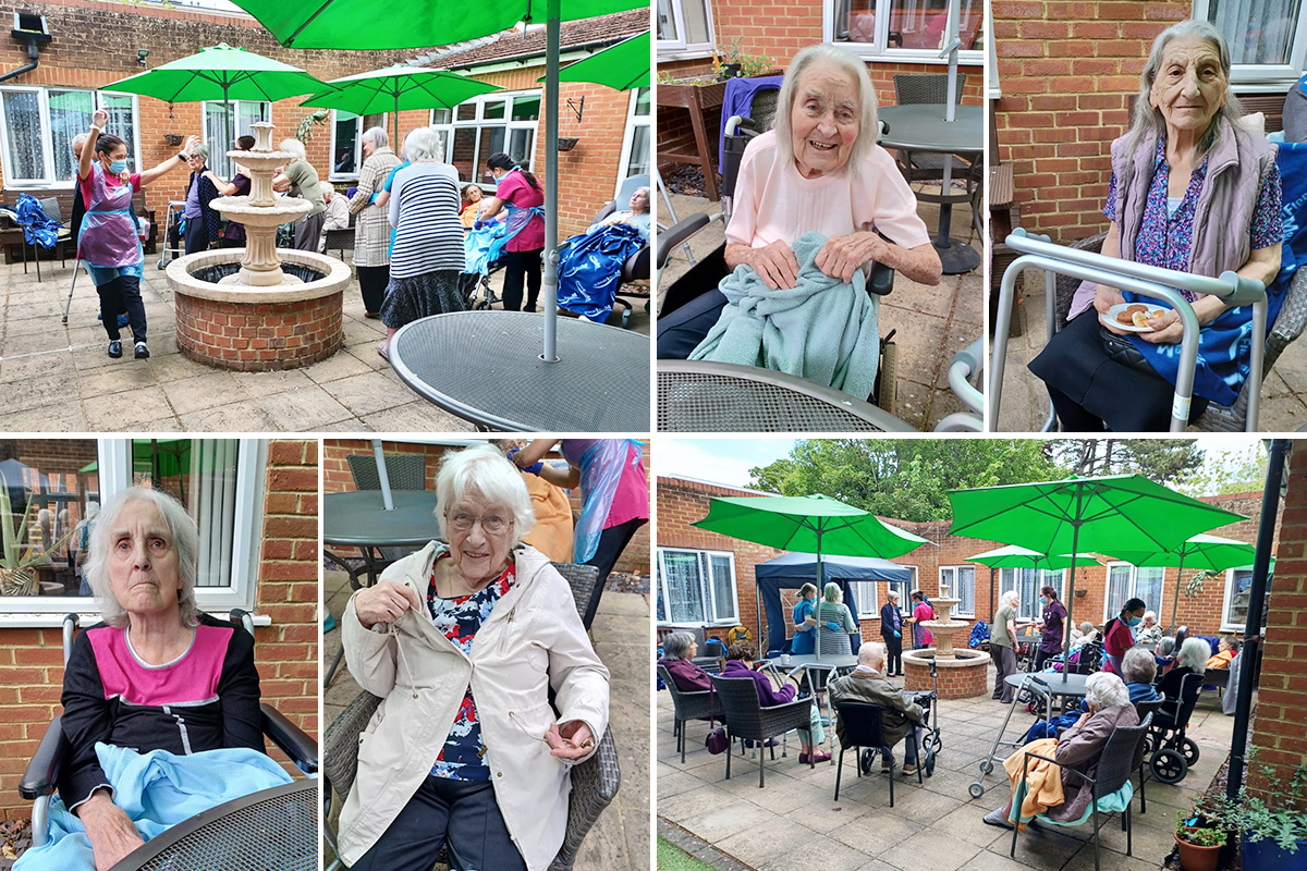 Music and dancing in the garden at Lulworth House Residential Care Home