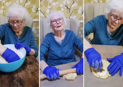 Lulworth House Residential Care Home resident making cheese rounds