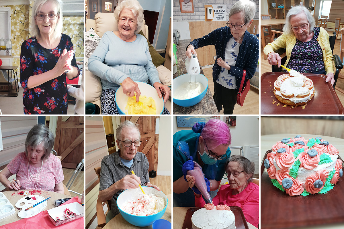Making a Remembrance poppy cake at Lulworth House Residential Care Home