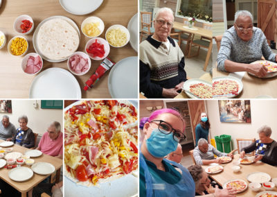 Lulworth House Residential Care Home residents creating their own pizzas