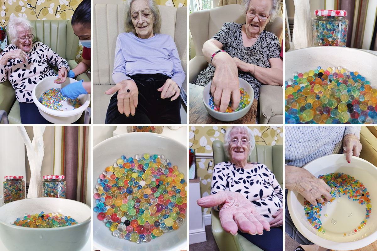 Lulworth House Residential Care Home enjoying some slimy water beads