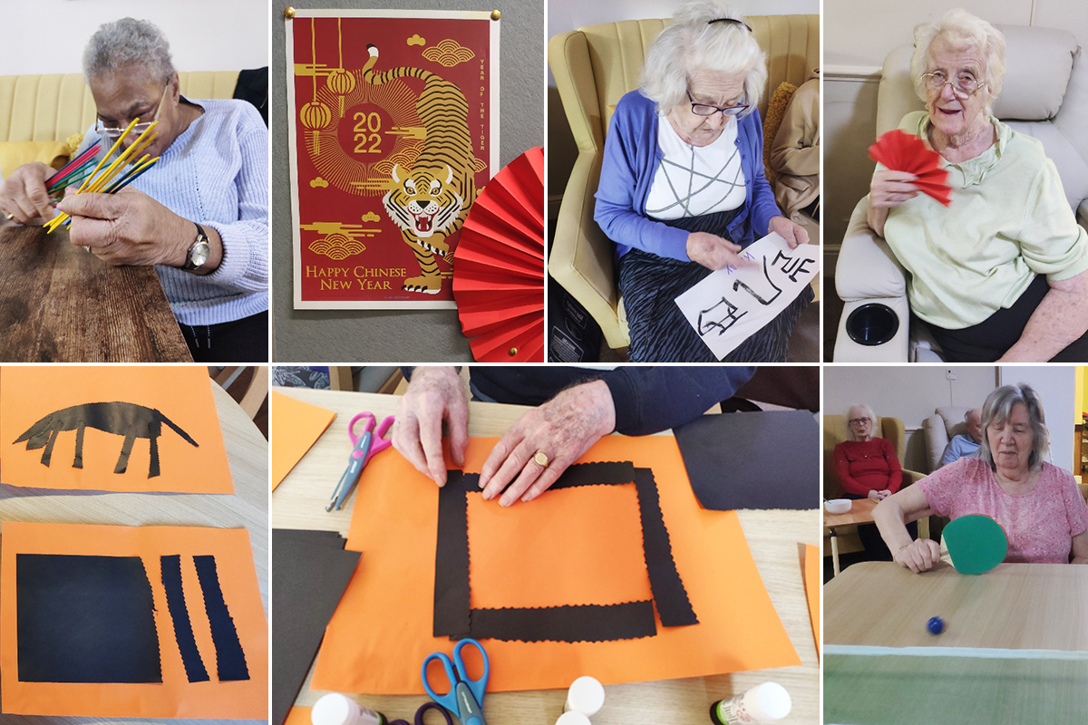 Chinese New Year arts, crafts and games at at Lulworth House Residential Care Home