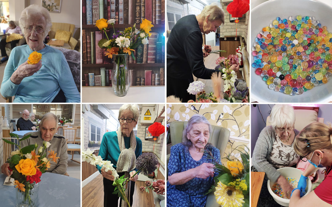 A rainbow of flowers and beads at Lulworth House Residential Care Home