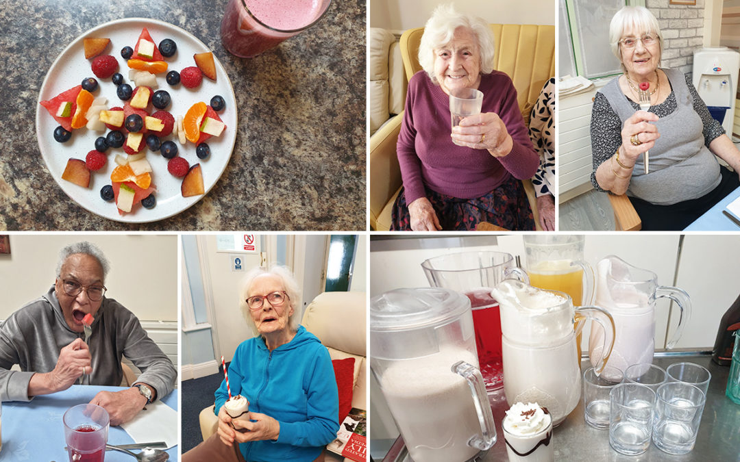 Milkshake making and fruit delights at Lulworth House Residential Care Home
