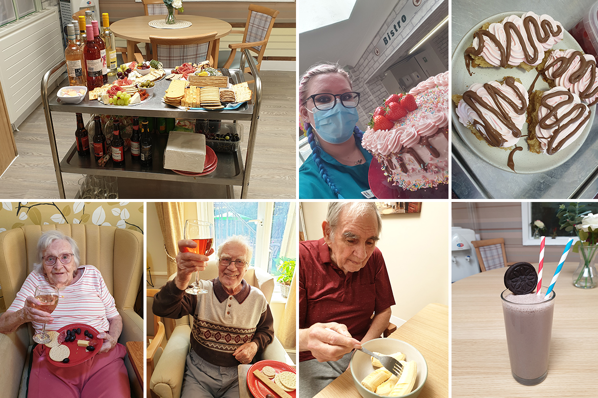 Sweet treats and cheese and wine at Lulworth House Residential Care Home