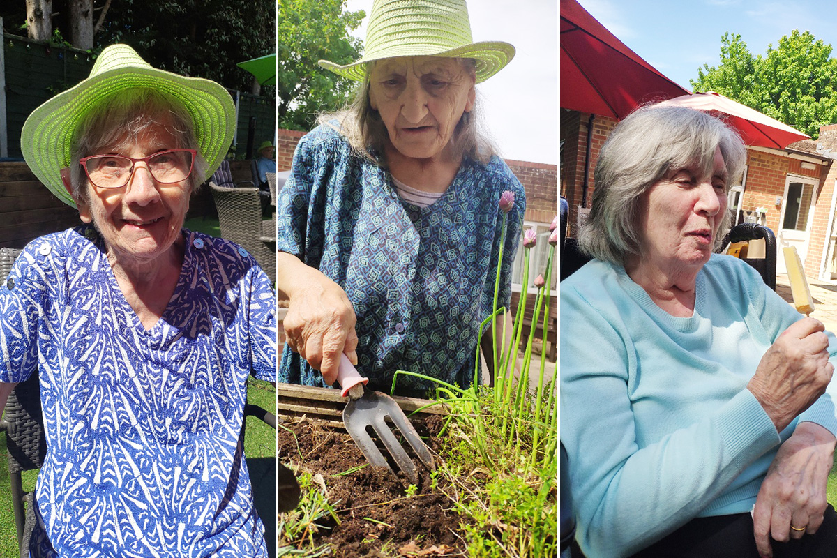 Lulworth House Residential Care Home residents enjoy their garden