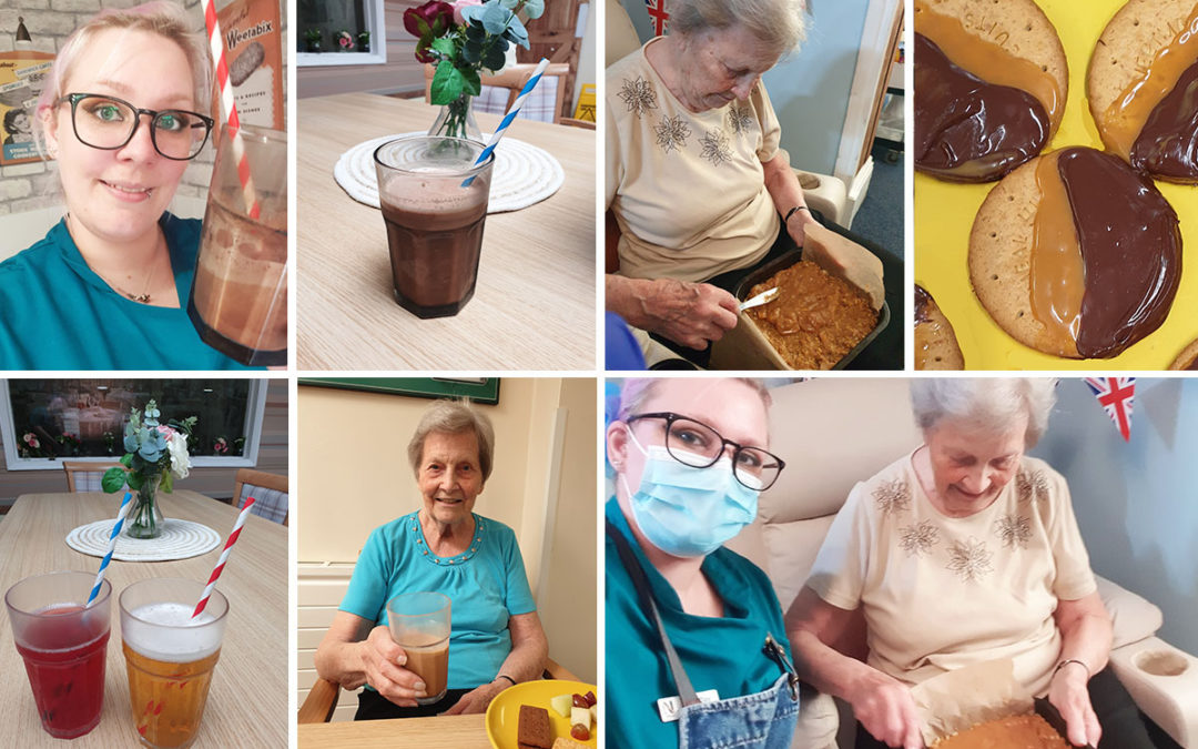 Refreshing drinks and millionaire shortbread at Lulworth House Residential Care Home