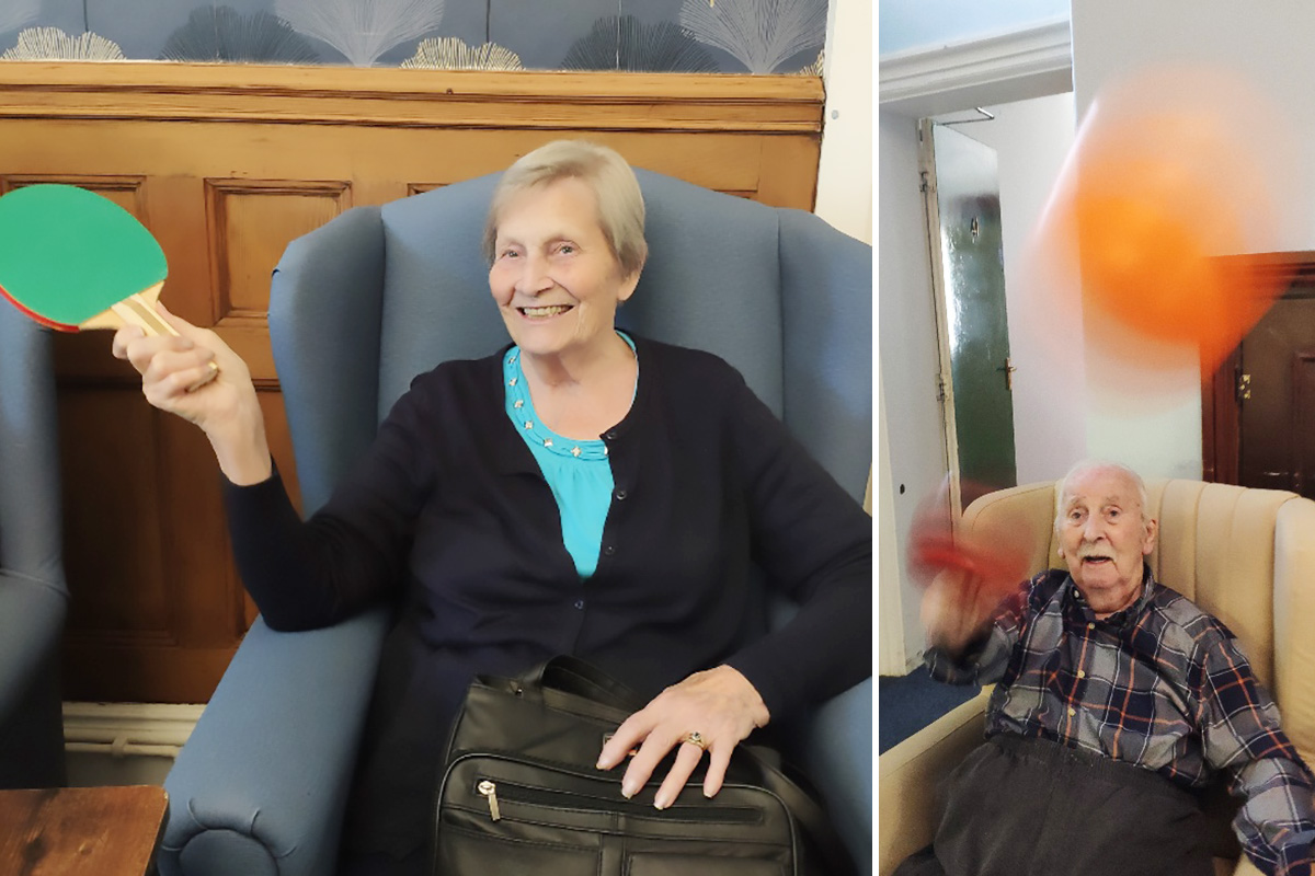 Wimbledon inspired balloon tennis at Lulworth House Residential Care Home