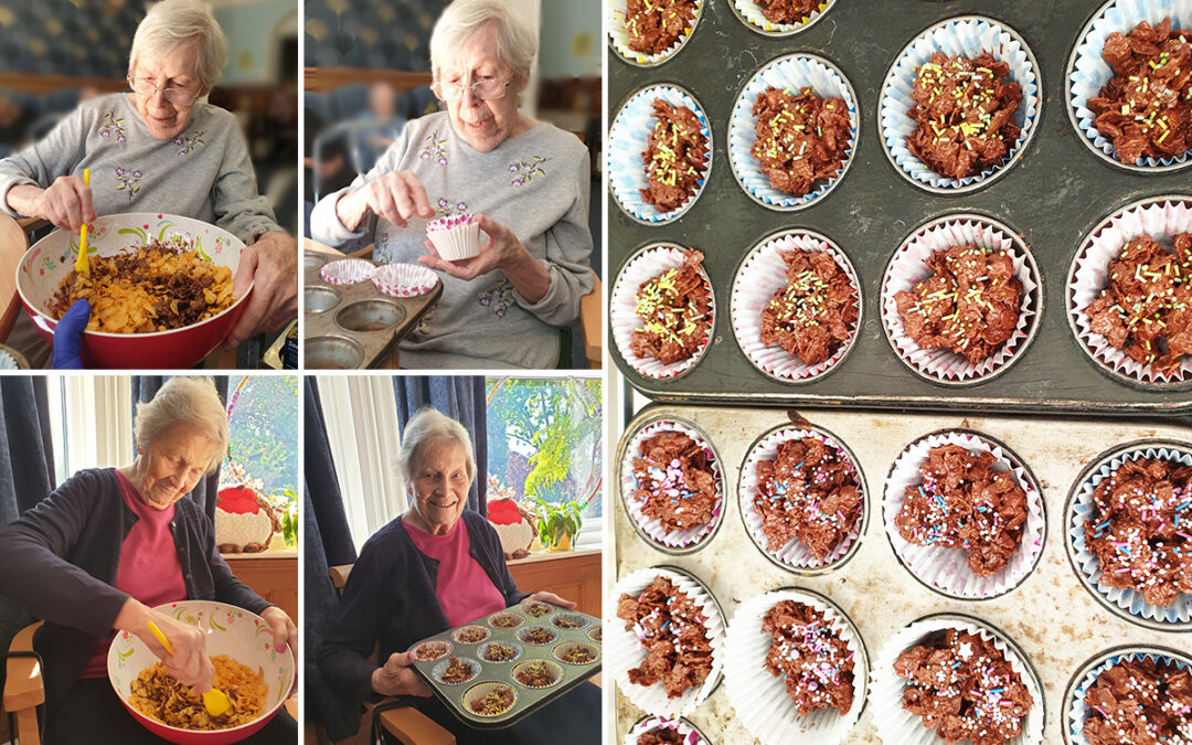 Making cornflake cakes at Lulworth House Residential Care Home