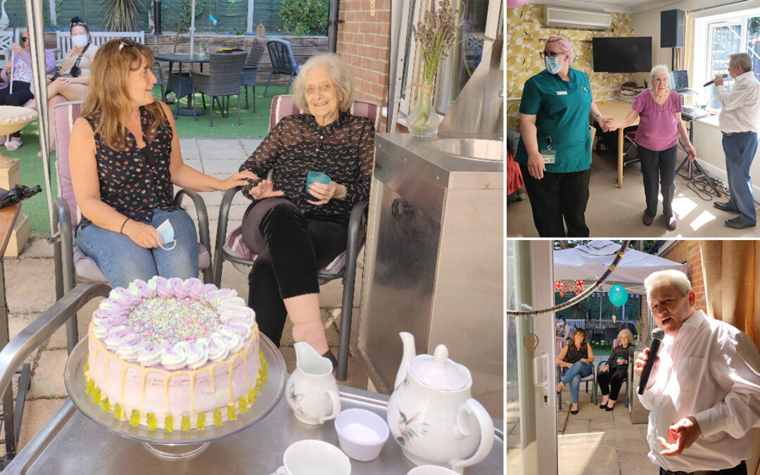 Celebrating Doreens birthday at Lulworth House Residential Care Home