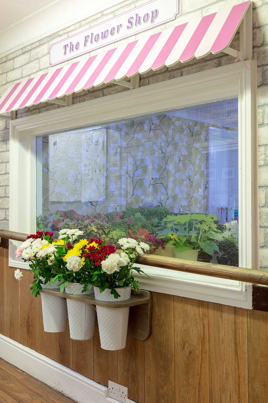 The flower shop decal at Lulworth House Residential Care Home