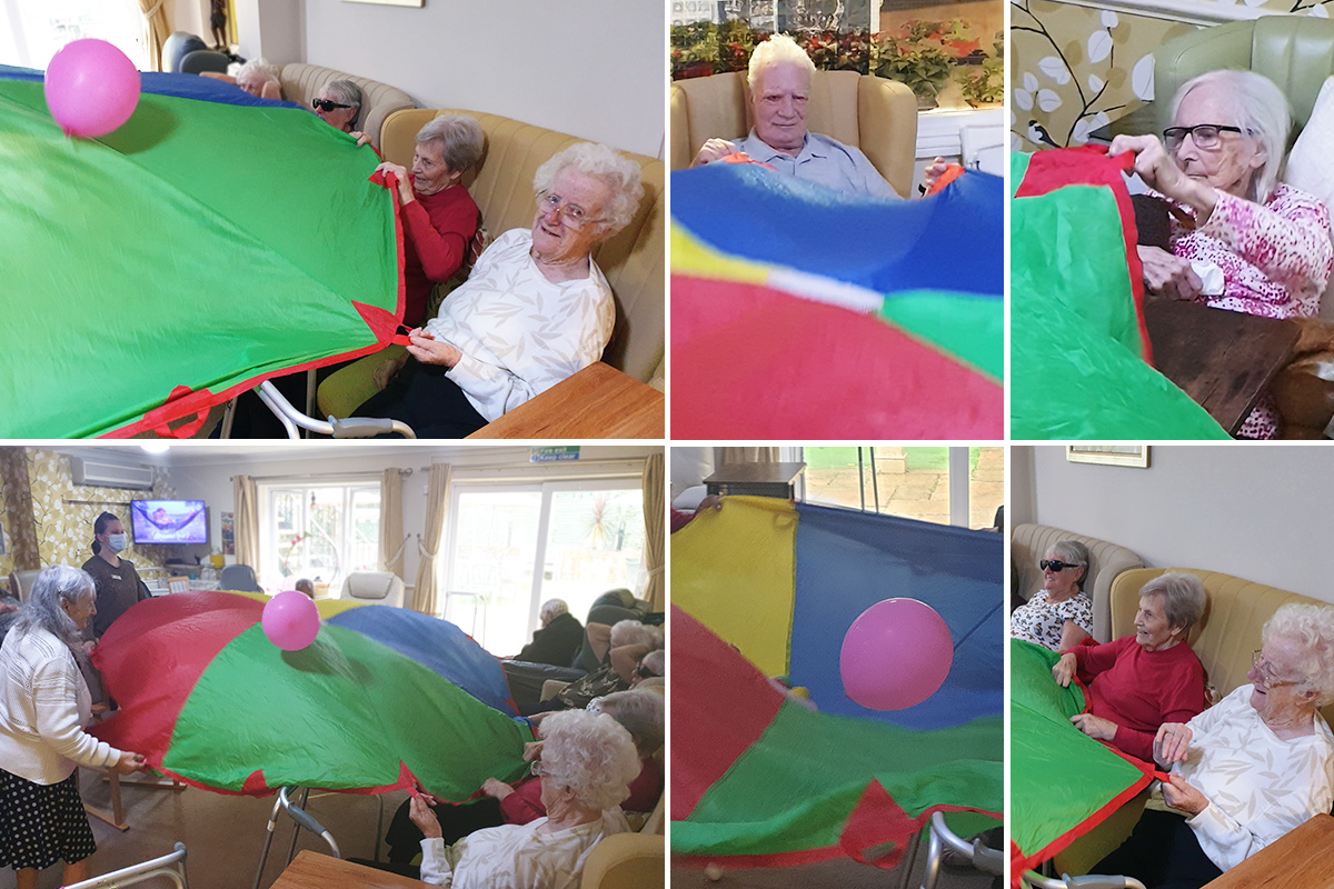 Parachute games at Lulworth House Residential Care Home