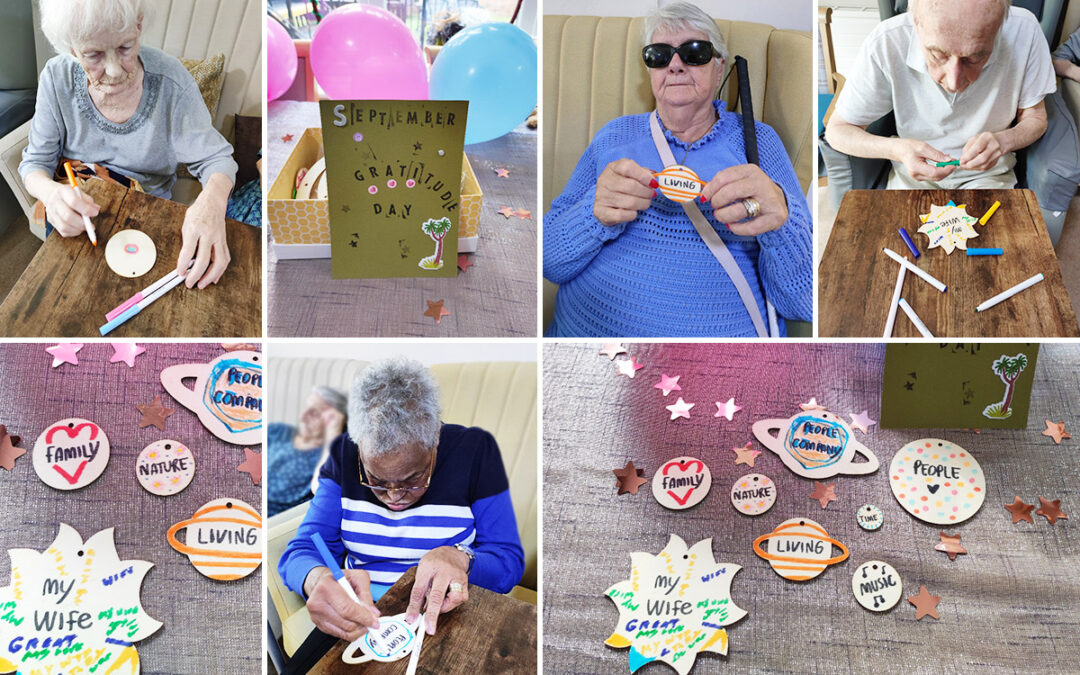 World Gratitude Day creativity at Lulworth House Residential Care Home