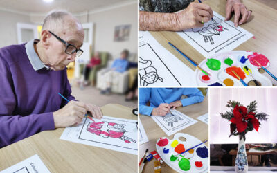 Cupcake colouring and festive flowers at Lulworth House Residential Care Home