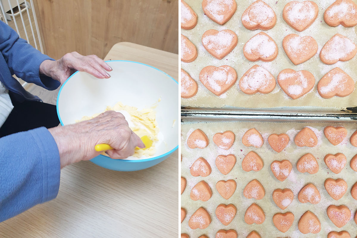 Making Valentine's biscuits at Lulworth House Residential Care Home